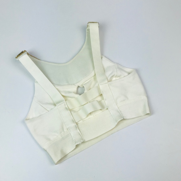 bebe Ivory Crop Top with Gold Embellished Collar - Picture 7 of 8